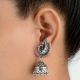 Peacock 92.5 Sterling Silver Earrings Engraved  Jhumkis