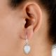 92.5 Sterling Silver Earrings With Moonstones  In Teardrop Shape Drop Earrings