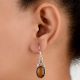 92.5 Sterling Silver Earrings  Oval Tiger Eye Dangler Earrings