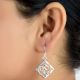 92.5 Sterling Silver Earrings Om Lotus Leaf Spiritual Earrings