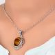 92.5 Sterling Silver Tiger Eye Stone Brown Unisex Pendant