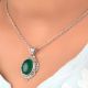 92.5 Sterling Silver Traditional Design Green Onyx Semi Precious Stone Pendant