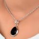 92.5 Sterling Silver Black Onyx Teardrop Shaped Pendant