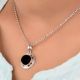 92.5 Sterling Silver Black Onyx Round Shaped Designer Pendant