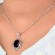 92.5 Sterling Silver Pendant Black Onyx with Engraved Border