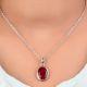 92.5  Sterling Silver Pendant Oval Red Spinel Stone Daily Wear Pendant