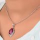 92.5 Sterling Silver Pendant Big Tear Drop Red Spinel Studded Silver Pendant
