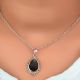 92.5 Sterling Silver Pendant Natural Black Jasper Pear Semi Precious Stone