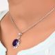 92.5 Sterling Silver Pendant Big Oval Shaped Amethyst Pendant