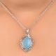 92.5 Sterling Silver Pendant Aqua Chalcedony Gemstone Pendant