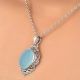 92.5 Sterling Silver Pendant Aqua Chalcedony Gemstone Pendant