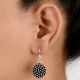 92.5 Sterling Silver Earrings Black Berry Fruit Design Drop Earrings