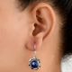 92.5 Sterling Silver Earrings Blue Lapis lazuli Boo Tribal Look Drop Earrings