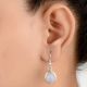 92.5 Sterling Silver Earrings Long Oval Shaped Moonstone Bezel Set Drop Earrings