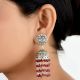 92.5 Sterling silver Earrings Sun God Face Red Onyx Stone Beads Jhumkis