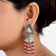 92.5 Sterling Silver Earrings  Amethyst Triangular Stud Red Onyx Tassel Jhumki Earrings