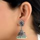 92.5 Sterling silver Earrings jhumki With Amethyst Stone Floral Stud And Onyx and Pearl Beads Tassels