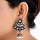 Tribal Handmade 92.5 Sterling silver Earrings Oxidized Danglers with Pink Howelite And Pearl Beads