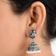92.5 Sterling Silver Earrings Peacock Engraved Stud Tribal Jhumki Pearl Beads