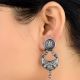 92.5 Sterling Silver Earrings Goddess Laxmi Tribal Geometric Pattern Chandbali Earrings