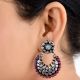 92.5 Sterling Silver Earring Diamond Motifs With Round Pink Jade Chandbali Earrings