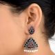 Round Pink Jade Stoned 92.5 Sterling Silver Earrings Pyramid Shaped Pearl Tassel jhumis For Women