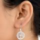 Round 92.5 Sterling Earrings Knotted Tree of life Etched Design Border