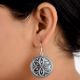 92.5 Sterling Silver Earrings Round Floral Design Filigree Work