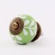 Green White Leaf Ceramic Cabinet Knob 6 Pieces
