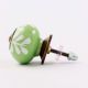 Green White Leaf Ceramic Cabinet Knob 6 Pieces
