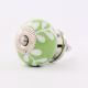 Green White Leaf Ceramic Cabinet Knob 6 Pieces