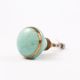Sea Green Crackle Ceramic Cabinet Knob With Gold Work-6 Pieces