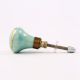 Sea Green Crackle Ceramic Cabinet Knob With Gold Work-6 Pieces