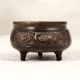 Chinese Art Brass Pot in Brown Finish with Engraving for Decor