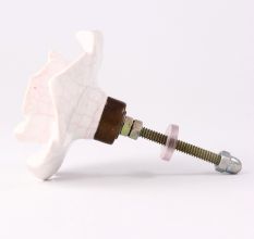 White And Pink Big Rose Crackle Ceramic Dresser Knobs