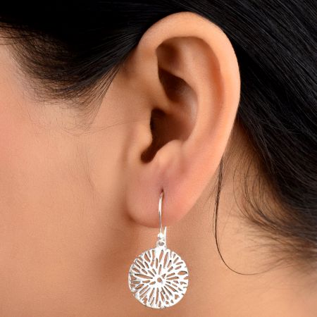 Floral Burst 92.5 Sterling Silver Earrings Daily Wear For Girls