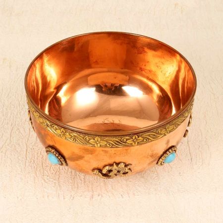 Handcrafted Copper Brass Bowl with Engraving for Decoration