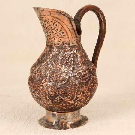Handcrafted Vintage Copper Islamic Jug with Engraving