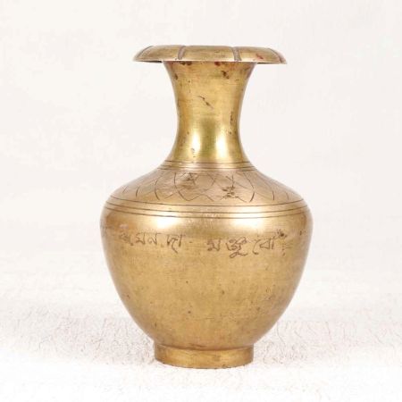 Handcrafted Brass Flower Pot with Engraving for Home Decor