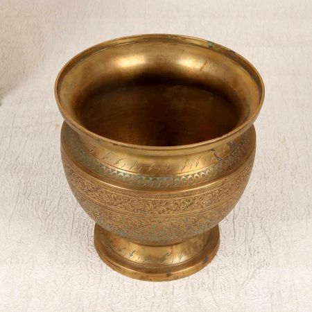 Engraved Brass Handmade Planter in Rajasthani Art for Decor
