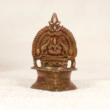 Traditional Indian Brass Gajlakshmi Oil Lamp for Prayer Room