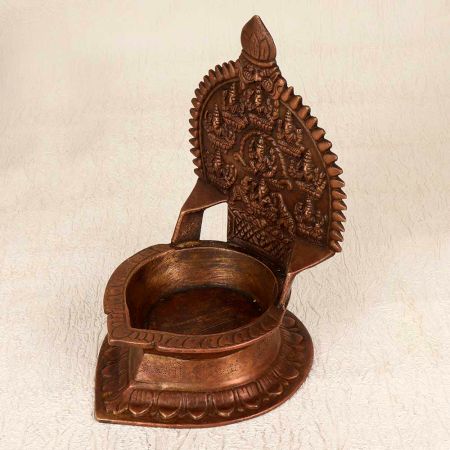 Traditional Finest Brass Gaja Lakshmi Oil Lamp for Temple