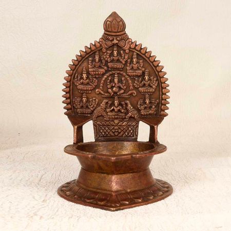 Traditional Finest Brass Gaja Lakshmi Oil Lamp for Temple