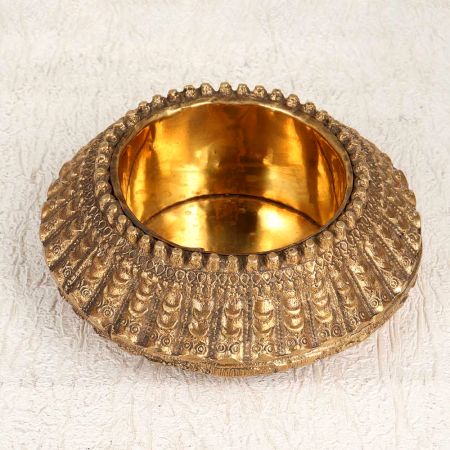 Handcrafted Engraved Brass Tribal Pot for Ashtray and Decoration