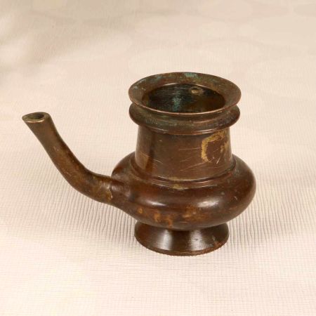 Beautiful Brown Finish Brass Holy Water Pot for Prayer Room