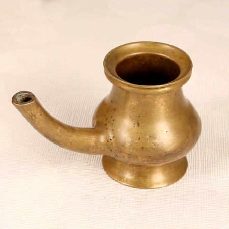 Vintage Handcrafted Holy Water Pot with Spout Made of Brass