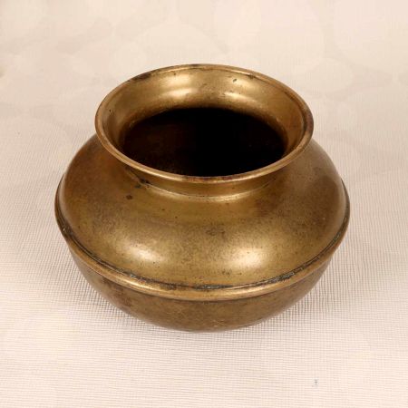 South Indian Art Vintage Brass Water Pot in Brown Finish