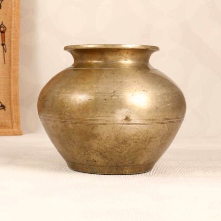 Handmade Finest Brass Holy Water Pot from Bihar for Decor
