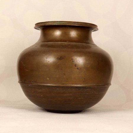 Vintage Brass Cooking Pot from South India for Flower Decoration