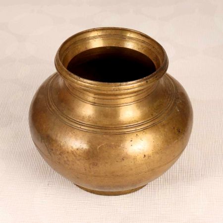 Traditionally Handcrafted Brass Holy Water Pot in Plain Finish